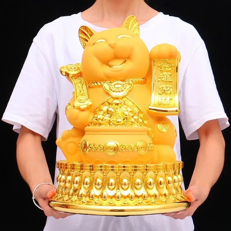 Большая Золотая Копилка-Кот на удачу украшение для дома и магазина практичное