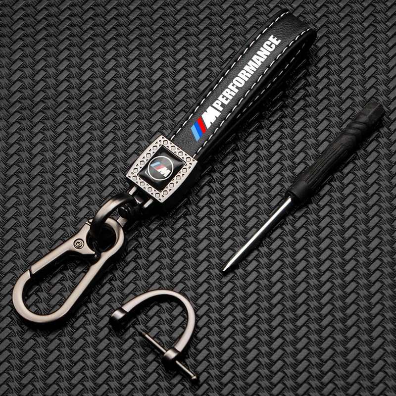 

Leather Car Keychain 3D Metal Horseshoe Buckle Keyring Key Chain Gifts Accessories For M Power Performance For BMW M M3 M5 M6 7E