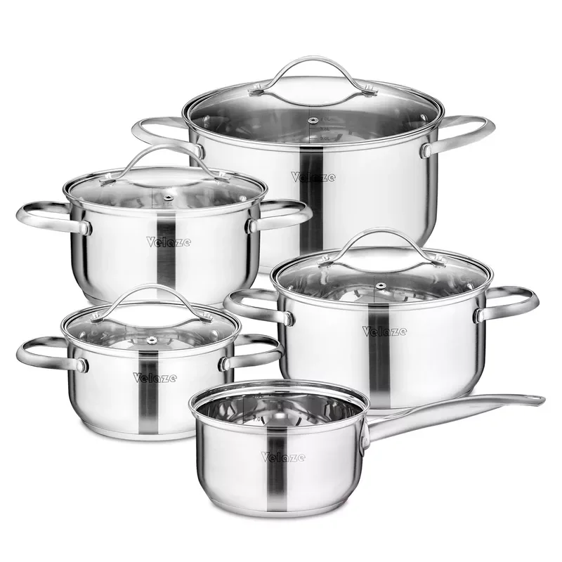 

Cookware Set Kitchen Stainless Steel 9-Piece Cooking Pot Set,Induction Safe,Non Stick Saucepan,Casserole with Glass lid