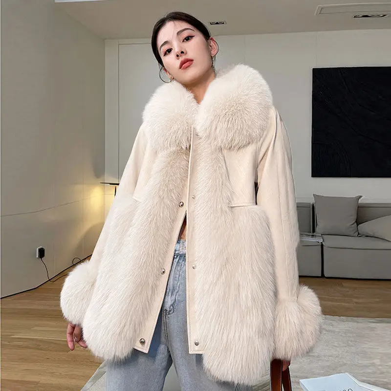 Fake Fur Coat Women's 2022 Winter One Fur Imitation Fox Fur Long Slim Fur Coat Winter Coat Women  Fur Coat Women