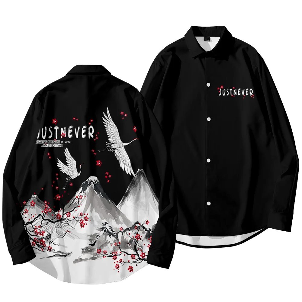 

Men's Harajuku Fashion Y2K Hombre Spring And Summer T-Shirt Fairy Crane 3D Print Comfortable Casual Long-Sleeved Shirt 1