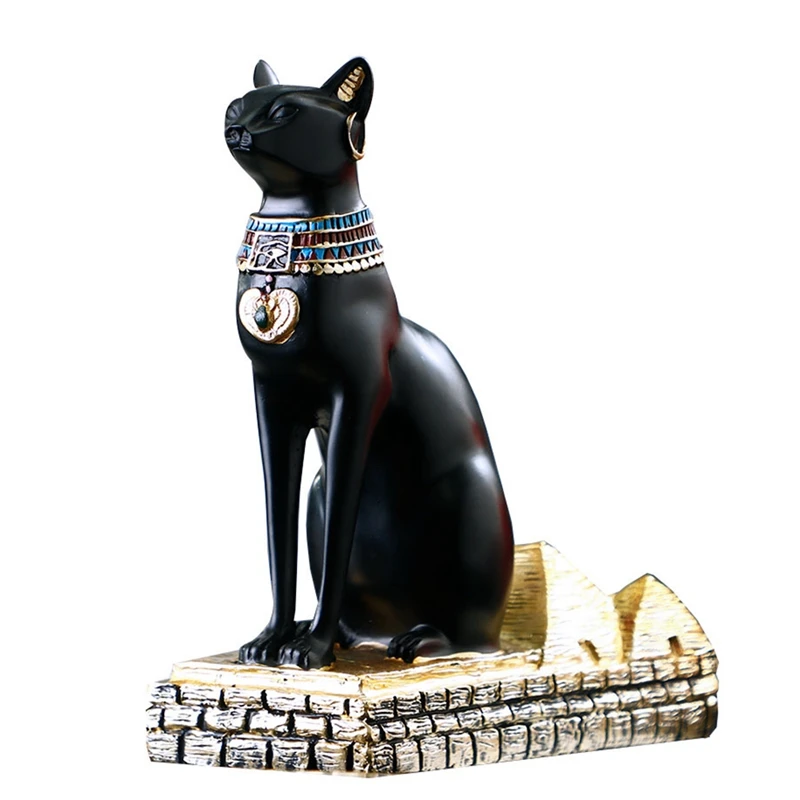 

Resin Egyptian Cat God Dog Statues Animal Bottle Holder Egyptian Goddess Cat Decorative Statue Sculptures Wine Rack