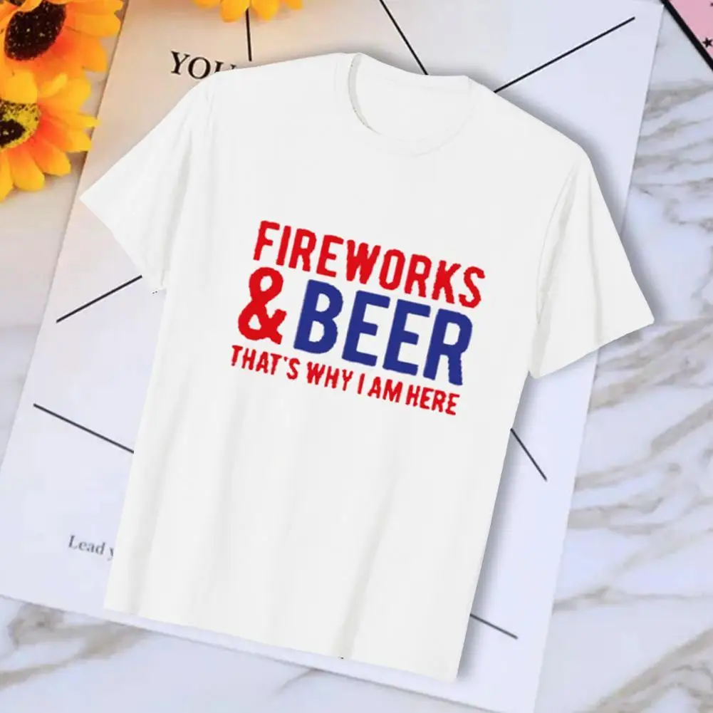 

Women T-shirt Creative English Sentence O Neck Independence Day Summer Blouse Female Garment