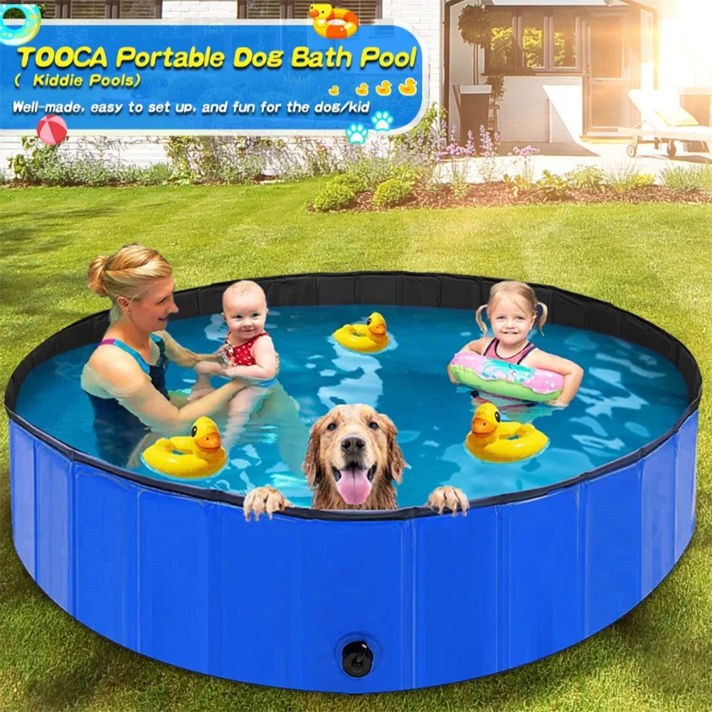 

Portable Pet Swimming Pool Foldable Bathing Cat Dog Pool Collapsible Pet Non-slip Bottom Pool Kids Water Game Basin