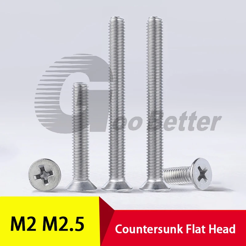 

M2 M2.5 Phillips Countersunk Flat Head Screw A2 304 Stainless Steel Cross Machine Screw Bolts L=3-60mm