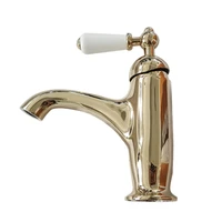 style artist single hole hot and cold watermark brass gold basin faucet