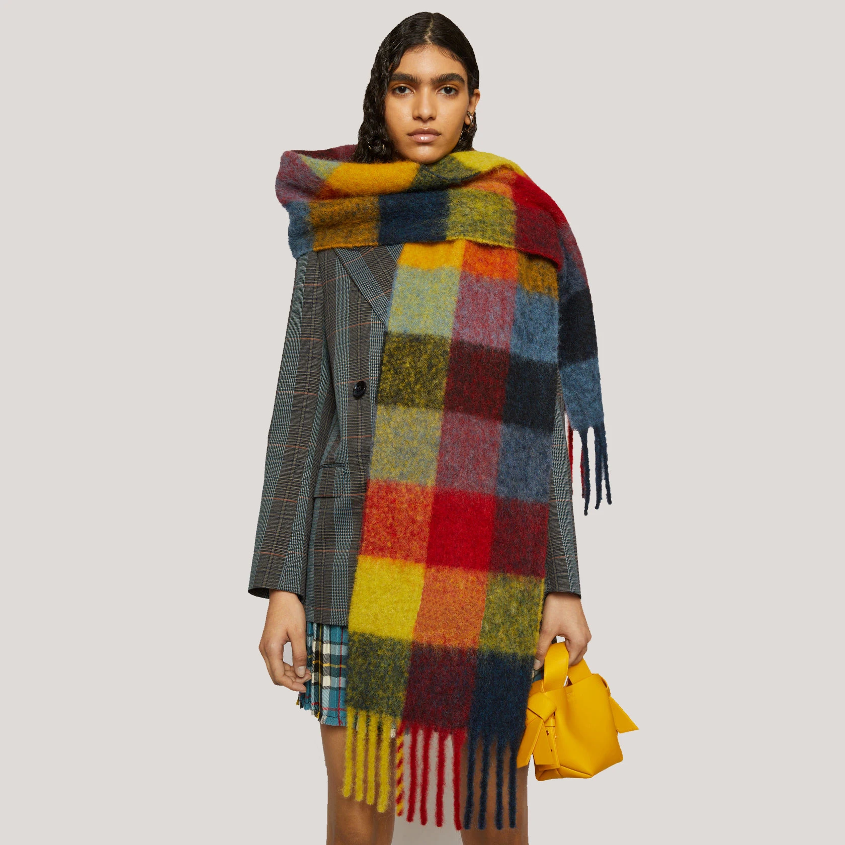

2022 Ac studios Winter Thick warm Solid Cape Wraps Female bandana pashmina Luxury Cashmere Womens Scarf long tassel female A60