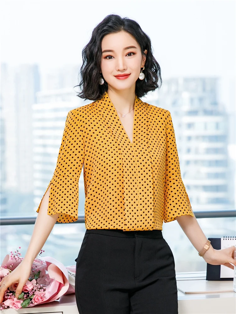 

Leopard Shirt Summer Short Sleeve Chiffon Blouses Woman 2020 New Wave Point Office Lady Shirt Plus Size Ruffle Ladies Tops Blusa