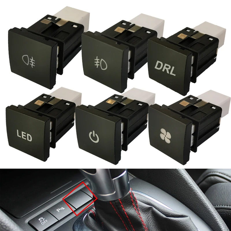 Car Front Rear Fog Light Power on off LED DRL Fan Button Switch with Wire For VW Golf 6 Jetta 5 MK5 Caddy EOS Scirocco