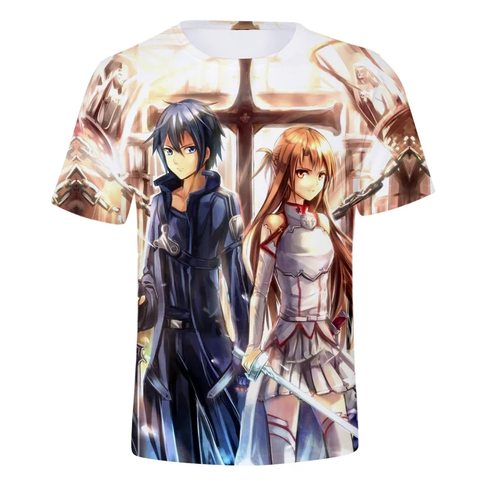 2025 Sword Art Online Юки Асуна Футболка с 3D принтом Uomo Donna Moda Manica Corta Top SAO Kirito Kirigaya Kazuto