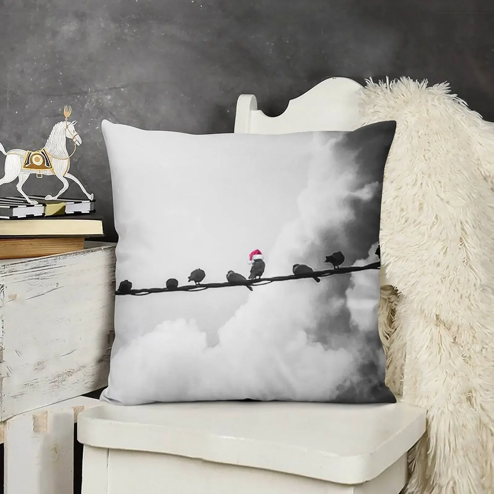 Рождественский дух среди птиц - фотодизайн Декоративная наволочка Чехлы для