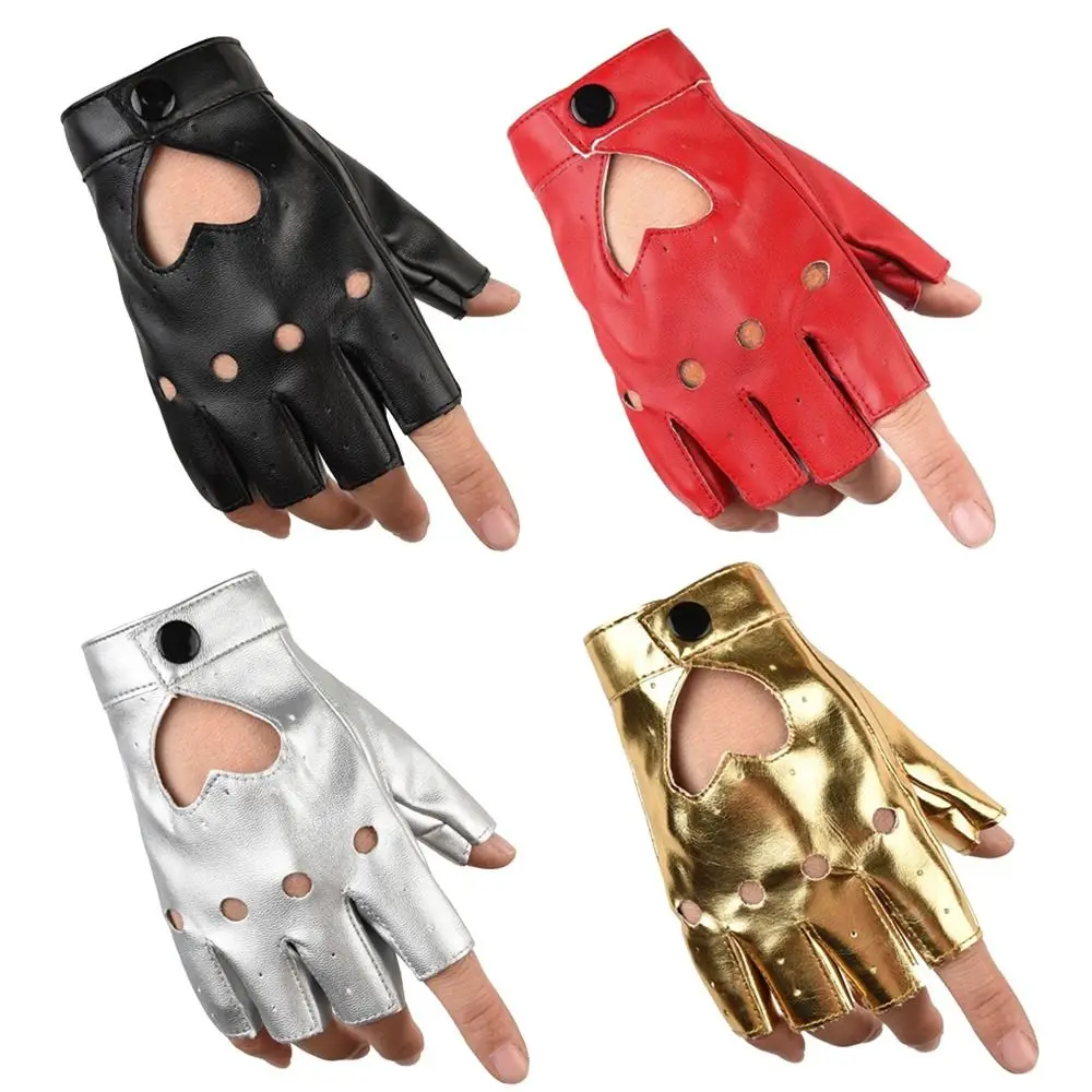 

Women Men Performance Mittens Gothic lolita Five Finger Gloves PU Leather Gloves Heart Mittens Ladys Driving Dress