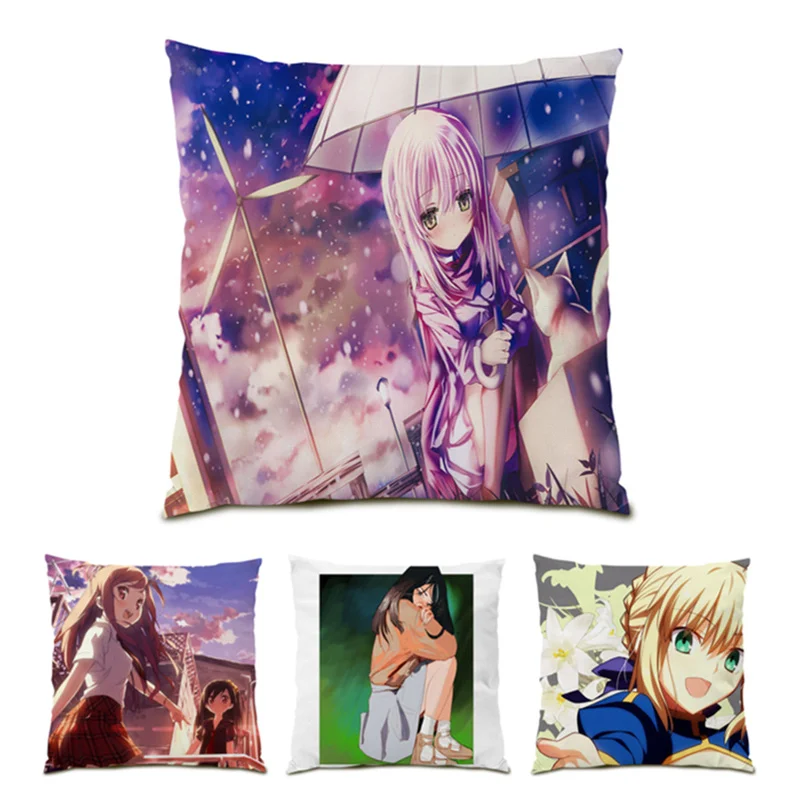 

New Sofa Decorative Pillow Cases Living Room Decoration Velvet Furry Square Anime Painting Soft 45x45 Cushions Covers Home E0982