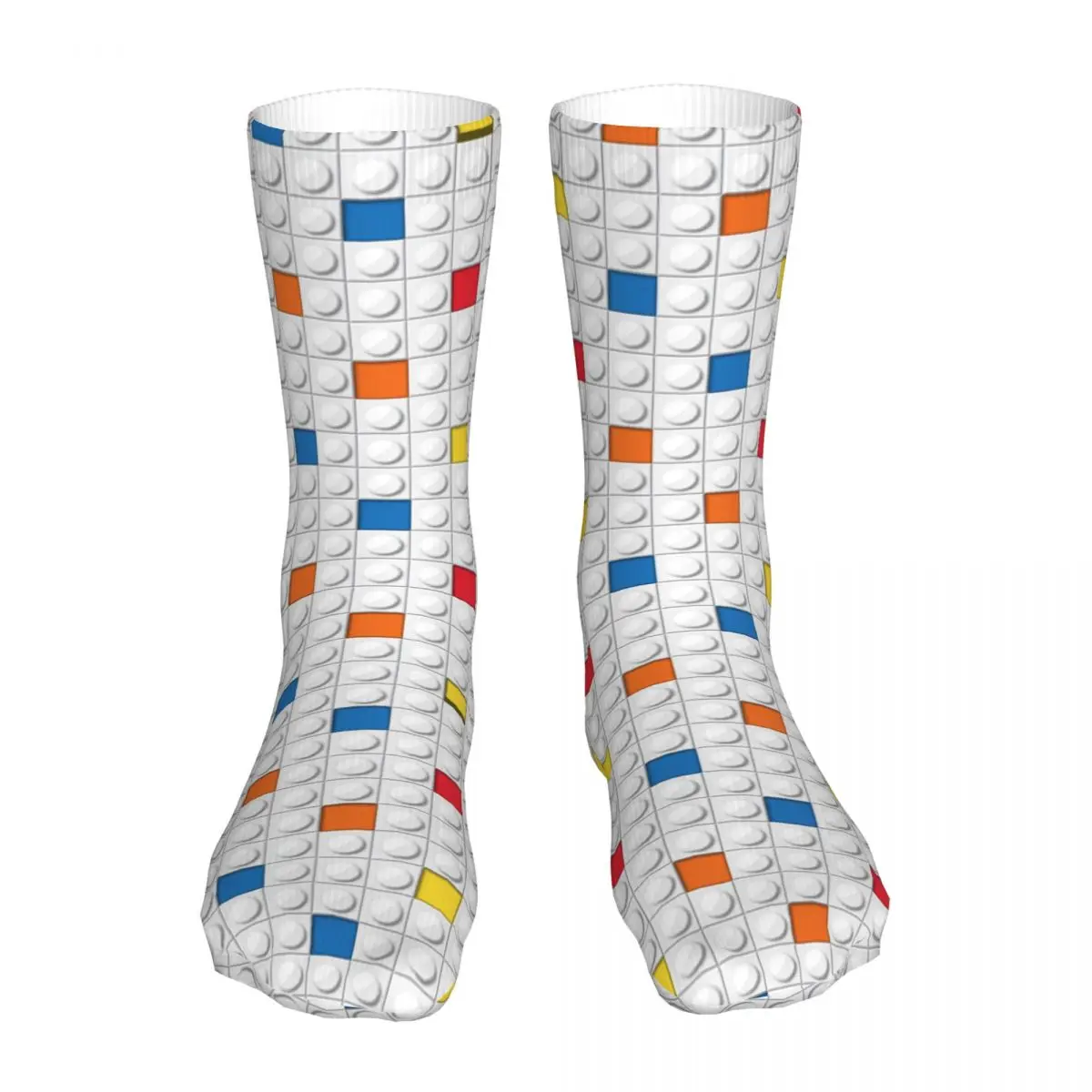 

Compression Colorful Building Blocks Background Women Socks 2022 Men Red Yellow and Blue Art Sport Socks