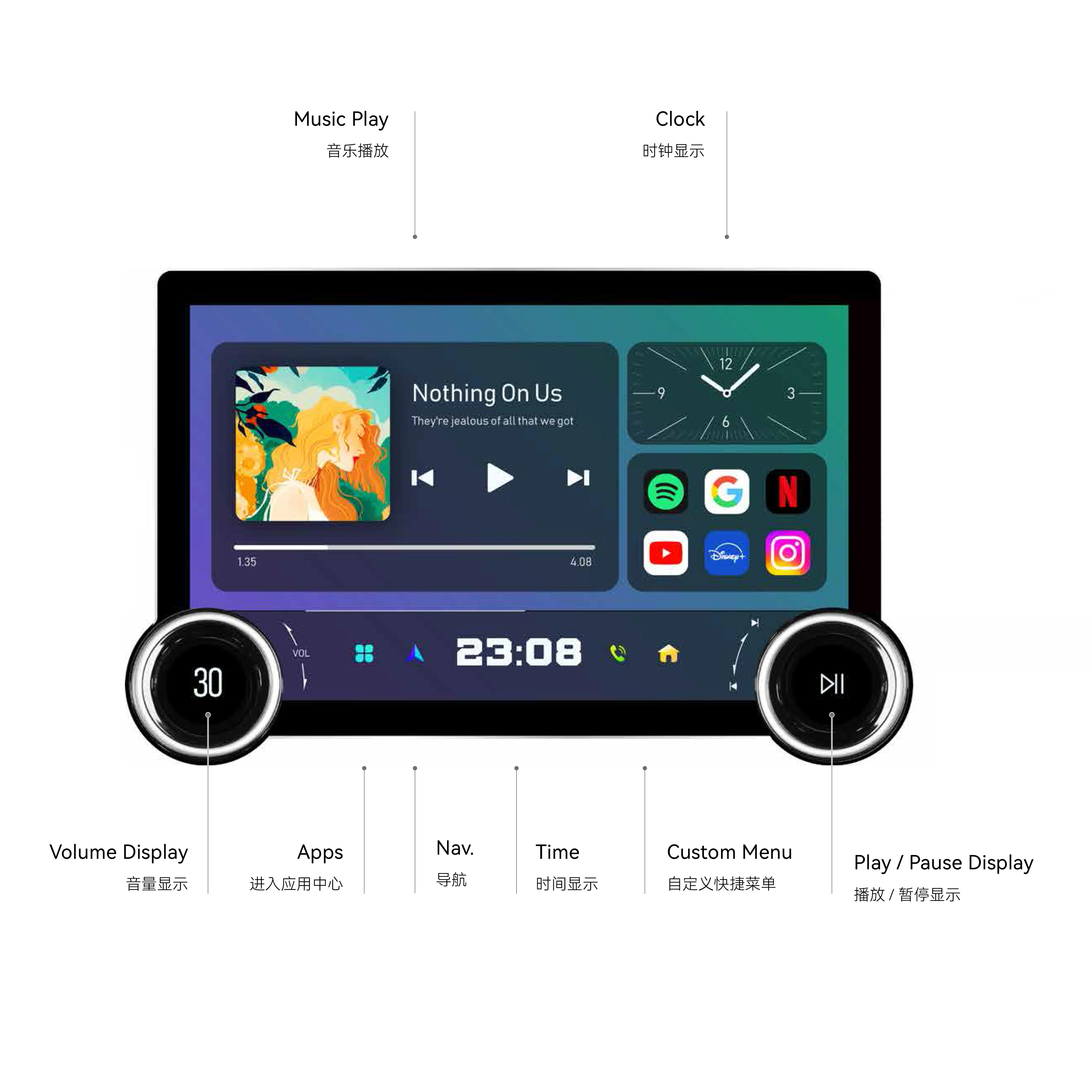 Qcm6125 11 5-дюймовый 2K экран автомобильный радиоприемник Android мультимедийный плеер DSP