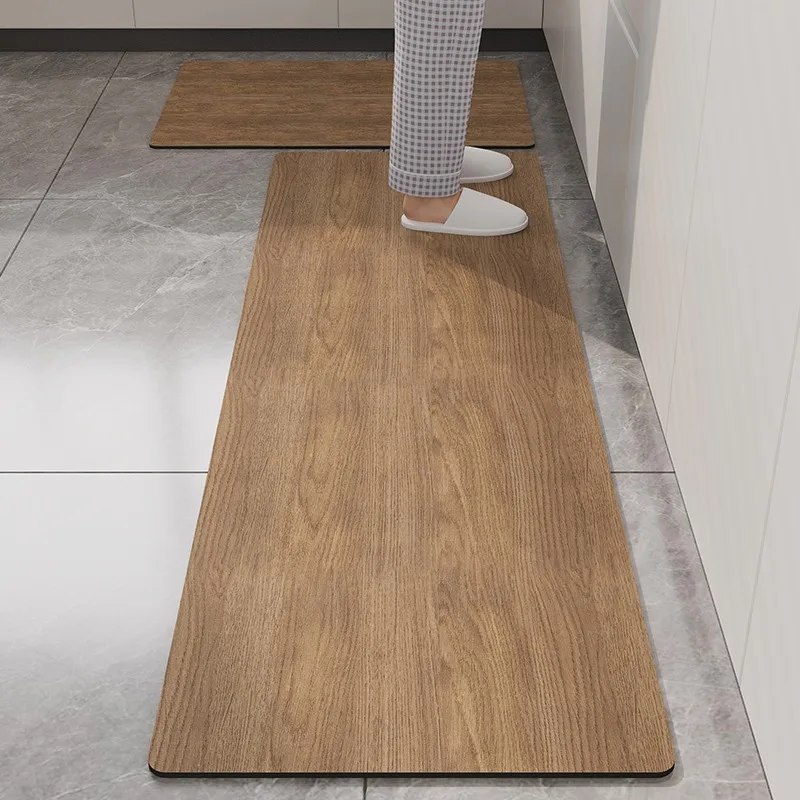 

Кухонный ковер, водонепроницаемый нескользящий коврик из ПВХ, искусственный древесный зерно, не требующий стирки кожаный ковер, длинный размер, украшения для дома, коврики для ног
