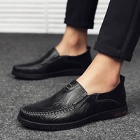 mens casual sneakers 2022 new casual slip on genuine leather formal loafers moccasins italian black male walking shoe breathable