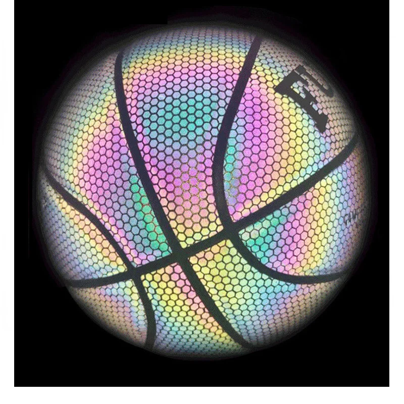 Hot Selling PU Basketball Reflective Ball Glow Basketball Size 7 Outdoor Indoor Ball Glowing Luminous Basketbol Gift