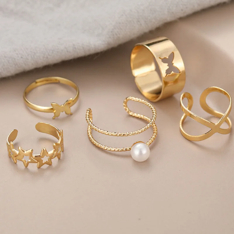 

New Arrival Creative Opening Butterfly Rings for Women Men Vintage Geometric Joint Finger Star Rings Jewelry