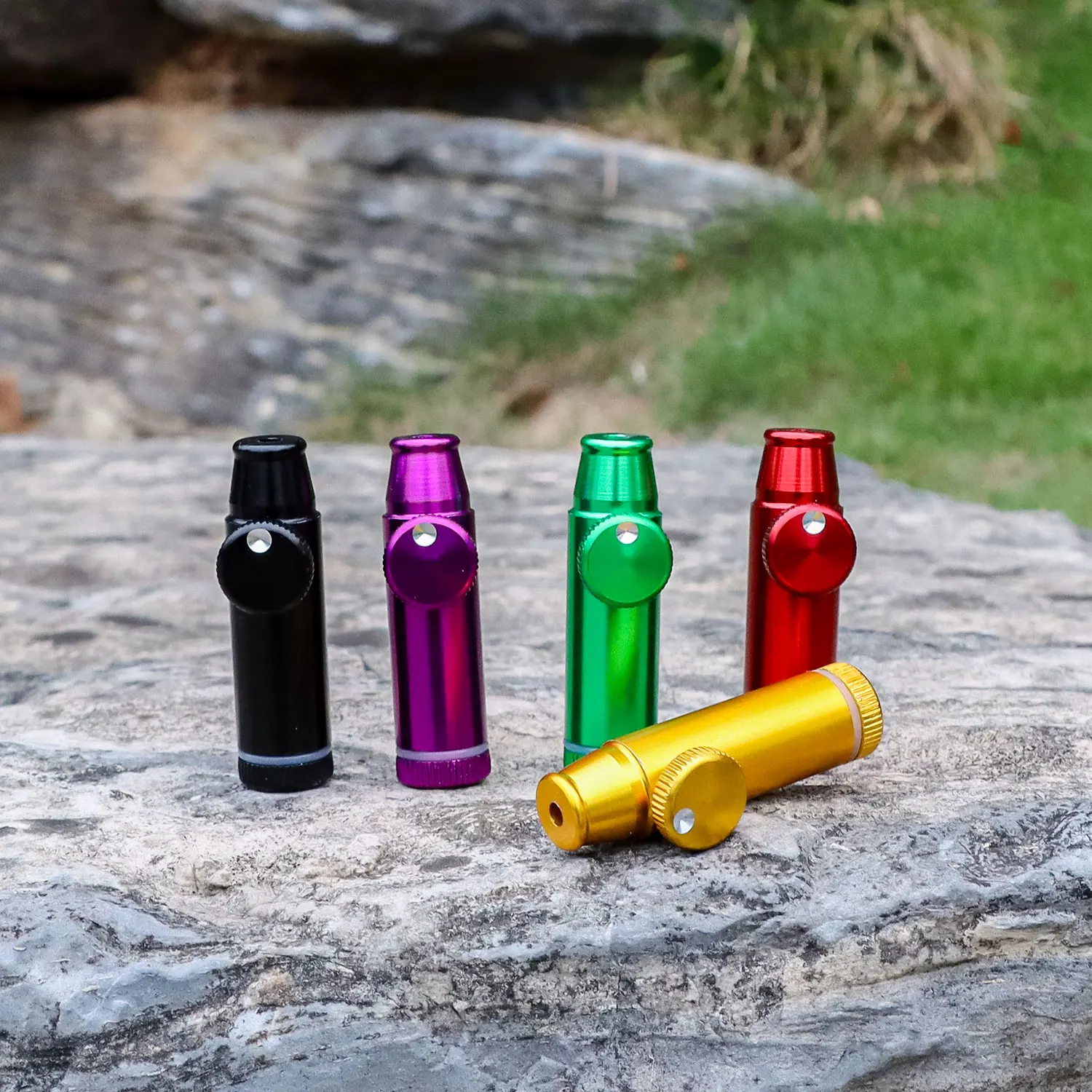 

New Update Multicolor Aluminum Alloy Sniffer Snuff,Metal Flat Bullet Rocket Sniffer With Spiral Pattern,Portable Snuff Bottle