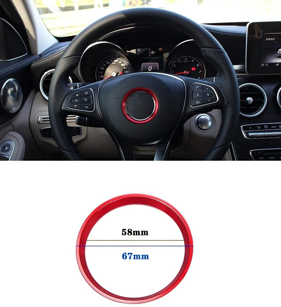 

Aluminum Alloy Steering Wheel Decoration Ring Trim 1pc For Mercedes Benz CLA GLE GLC B Class W204 W246 W176 W117 C117
