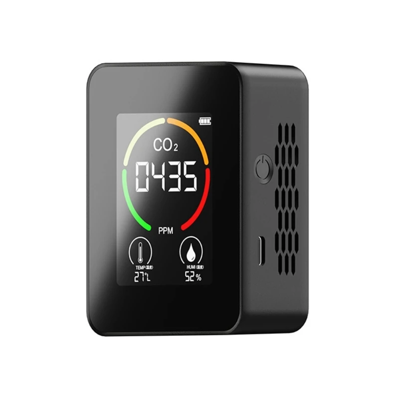 

3-IN-1 CO-2 Detector Carbon Dioxide Monitor Indoor Air Quality Monitor 1200-mAh Rechargeable Battery for Bedroom Office