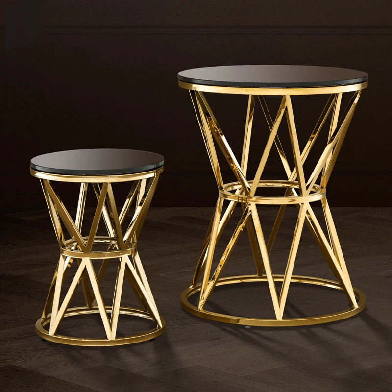 

Domingo Side Table Side Table Light Luxury Stainless Steel Round Corner Table Simple Glass Small Coffee Table Minimalist