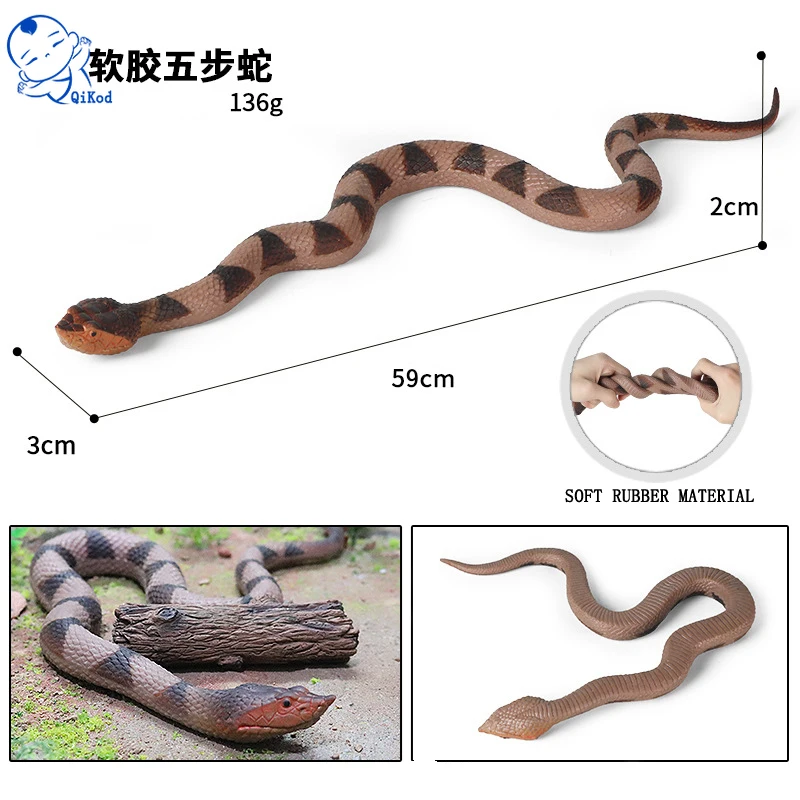 

Simulation Animal Model TPR Material Soft Glue Five-step Snake Big Python Pointed Snout Pit Viper Children's Tricky Toy Ornament