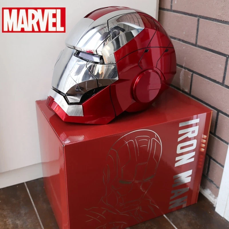 Iron Man Helmet 1:1 Mk5 Voice Control Eyes with Light Model Toys for Adult Electric Wearable Opening and Helmet Birthdays Gifts