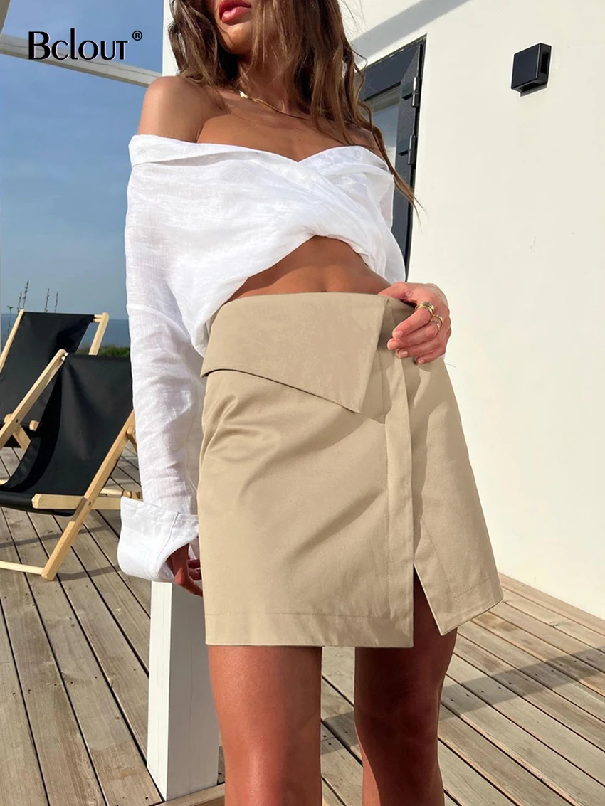 

Юбка-мини с рюшами и завышенной талией, цвета хаки