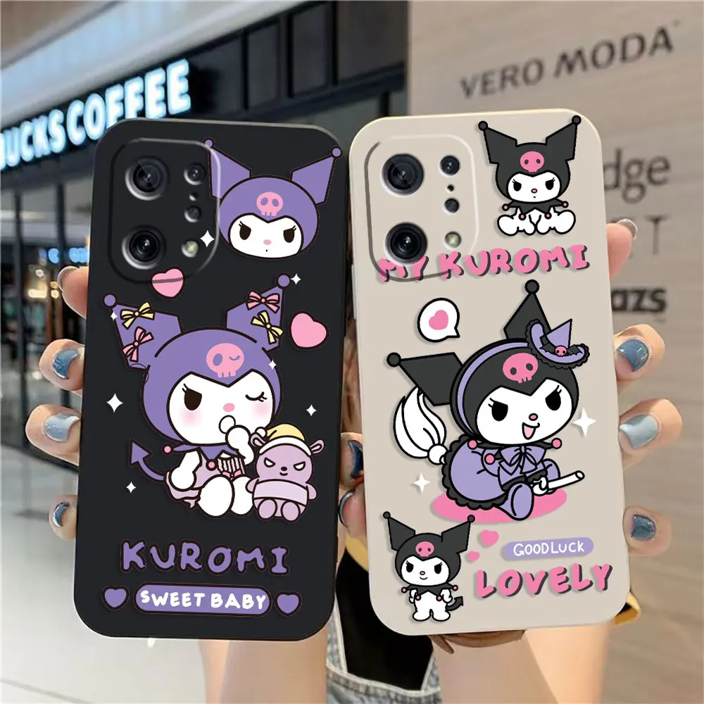 

Case For OPPO FIND X6 X3 REALME X7 X50 RENO 2 4Z 4 6 Lite 5Z 5F 4G 5G PRO Liquid Silicone Case Cartoon kuromi Cat