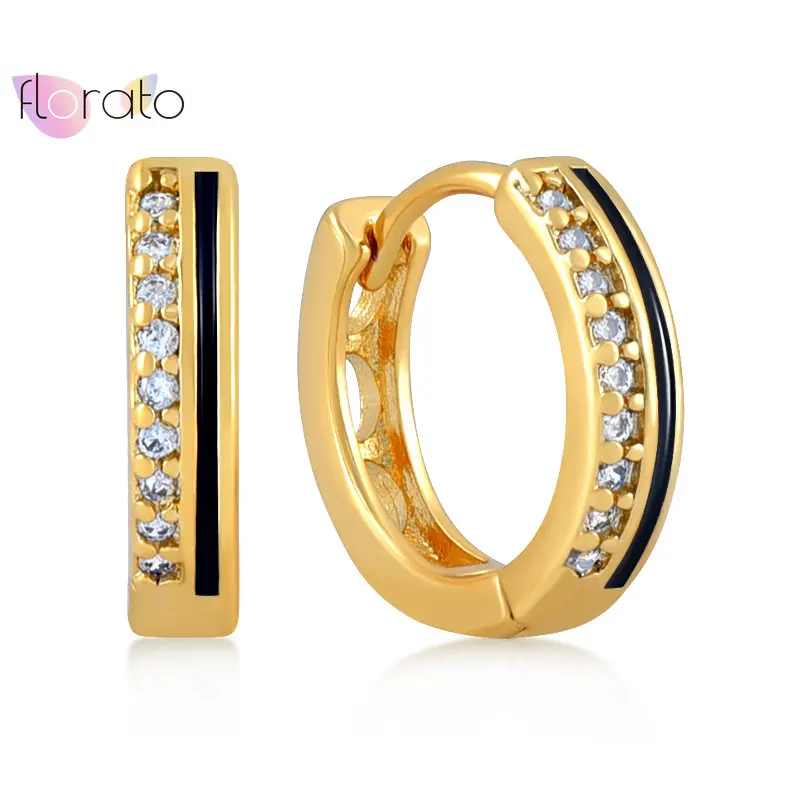 

925 Sterling Silver Ear Buckle European and American Circle-Shaped Enamel Hoop Earrings for Women Simple Fine Earrings Jewelry