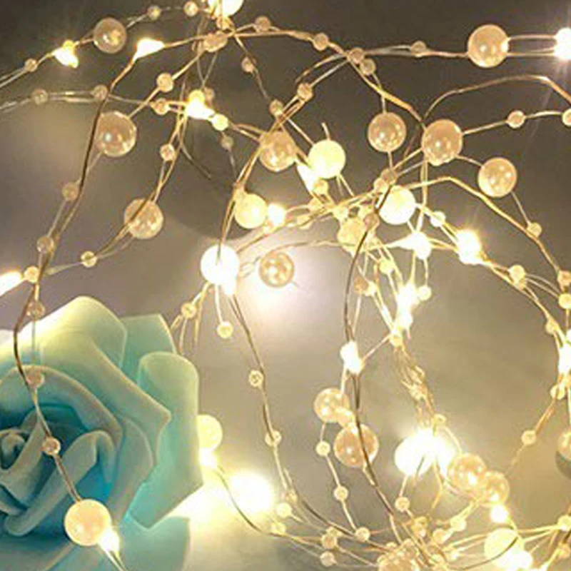 

New Bead LED String Lights Fairy Lights 2M/3M Festoon Led Light Battery-operated Garland New Year Christmas Decorations 2021