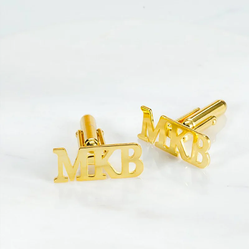 Custom Name Cufflinks Personalized Buttons Men Luxury jewelry stainless Steel Customized Letter Logo belt buckle brooch sets new
