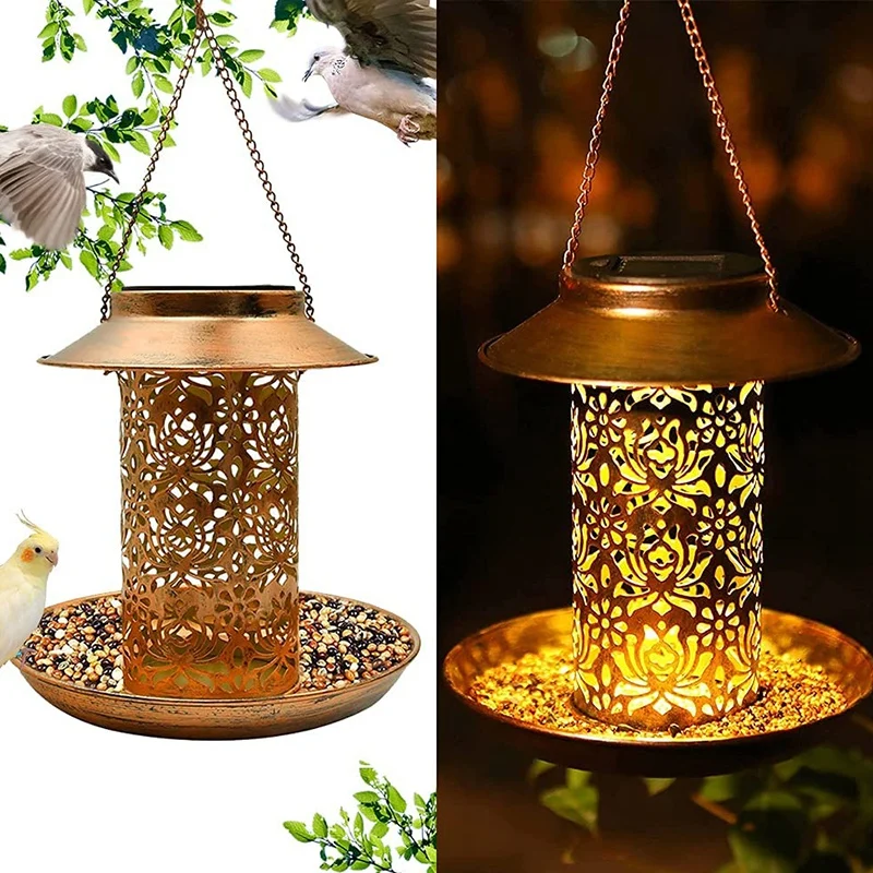 

Bird Feeder Hanging For Garden Yard Outside Decorative,Solar Powered Garden Lantern Light Bird House,Squirrel Proof