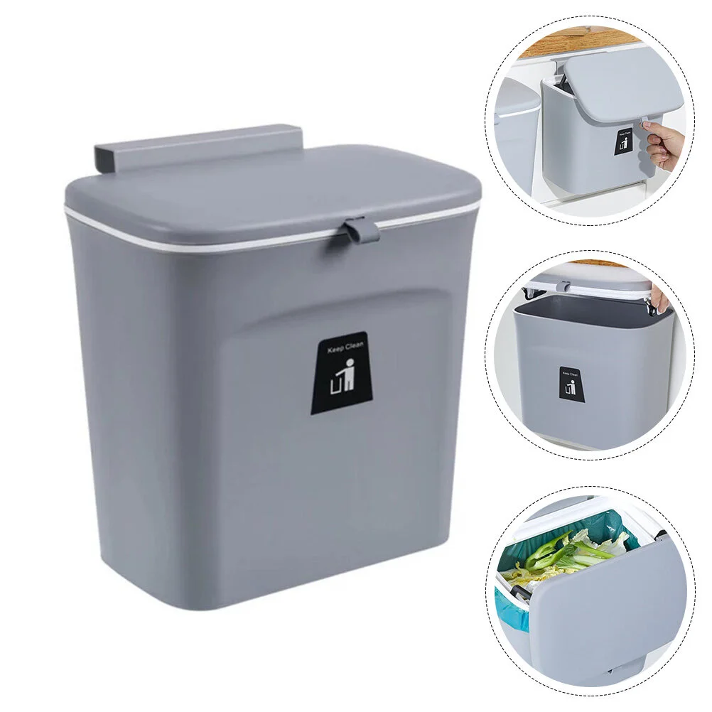 

Wall Mount Trash Can with Lid Kitchen Cabinet Hanging Trash Can Wastebasket