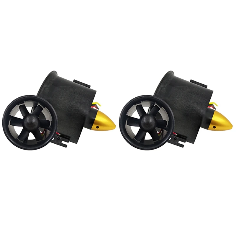 

2X 70Mm Duct Fan Unit With 3000KV 6 Leaves Brushless Outrunner Motor For RC EDF Jet Airplane