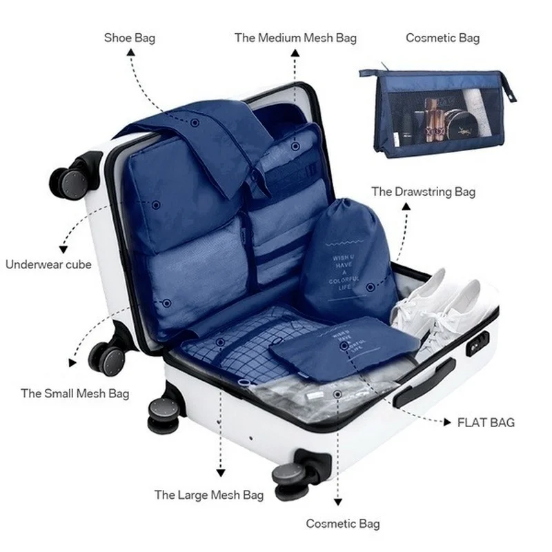 Цена 8 шт./компл., водонепроницаемые сумки-органайзеры для одежды