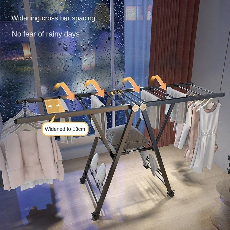 

Напольная вешалка на колесиках из алюминиевого сплава, складная подвижная утолщенная стойка для одежды и шляп для улицы и балкона, для комнатной мебели