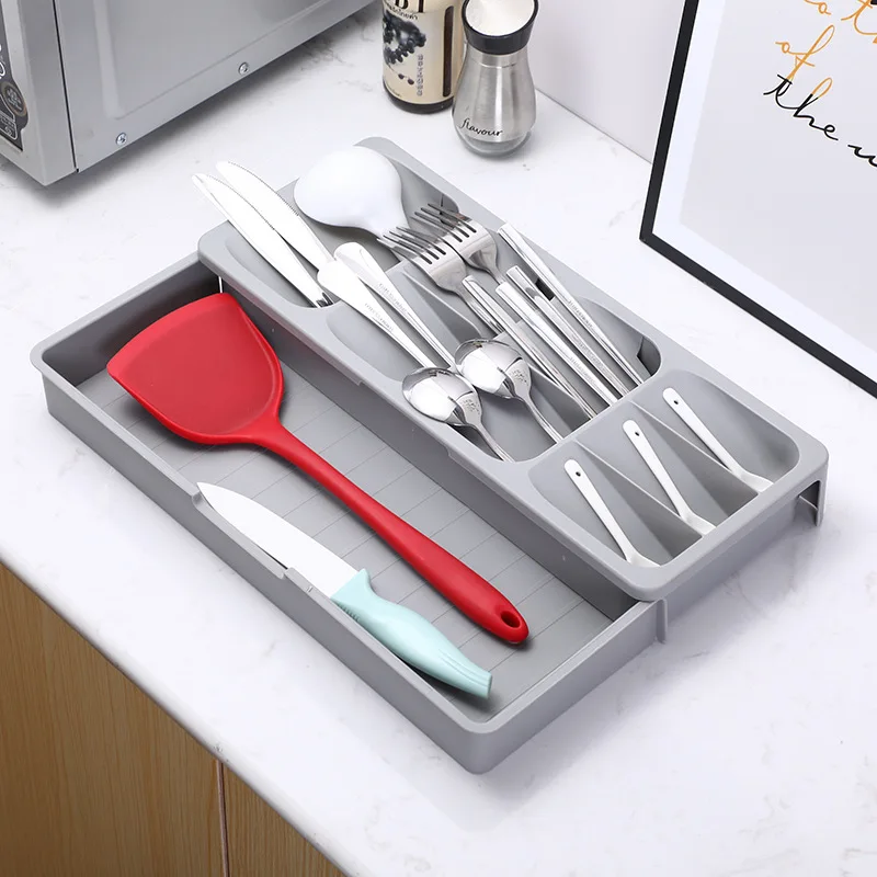 

Kitchen Silverware Utensil Cutlery Drawer Organizer, Expandable Adjustable Flatware Spoon Fork Storage Tray for Kitchen Gadgets
