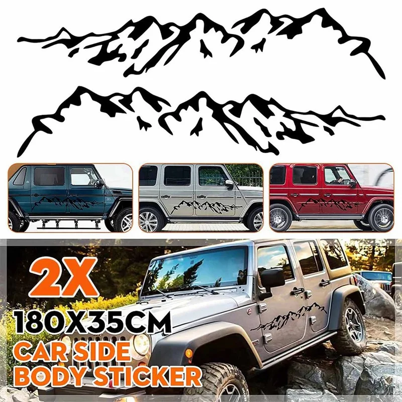 

71X14inch Mountain Compass Graphics Sticker For SUV Car Hood Body Side Doors Black