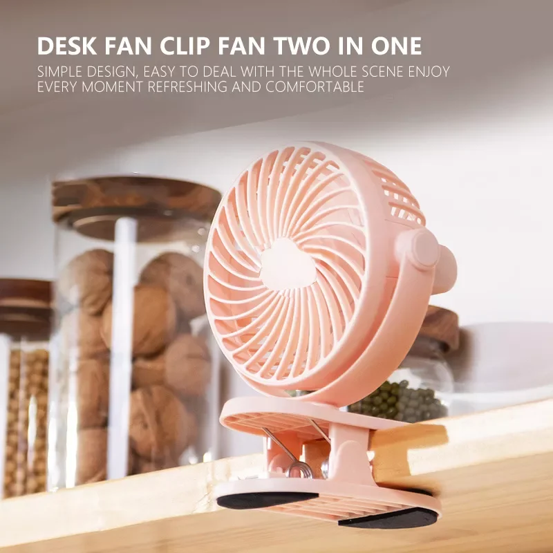 

NEW 2023 Portable USB Table Fan Clip-on Type Recharge Cooling Mini Desk Fan 1200mah 360 Degree Rotation 3 Speeds Adjustable Clip