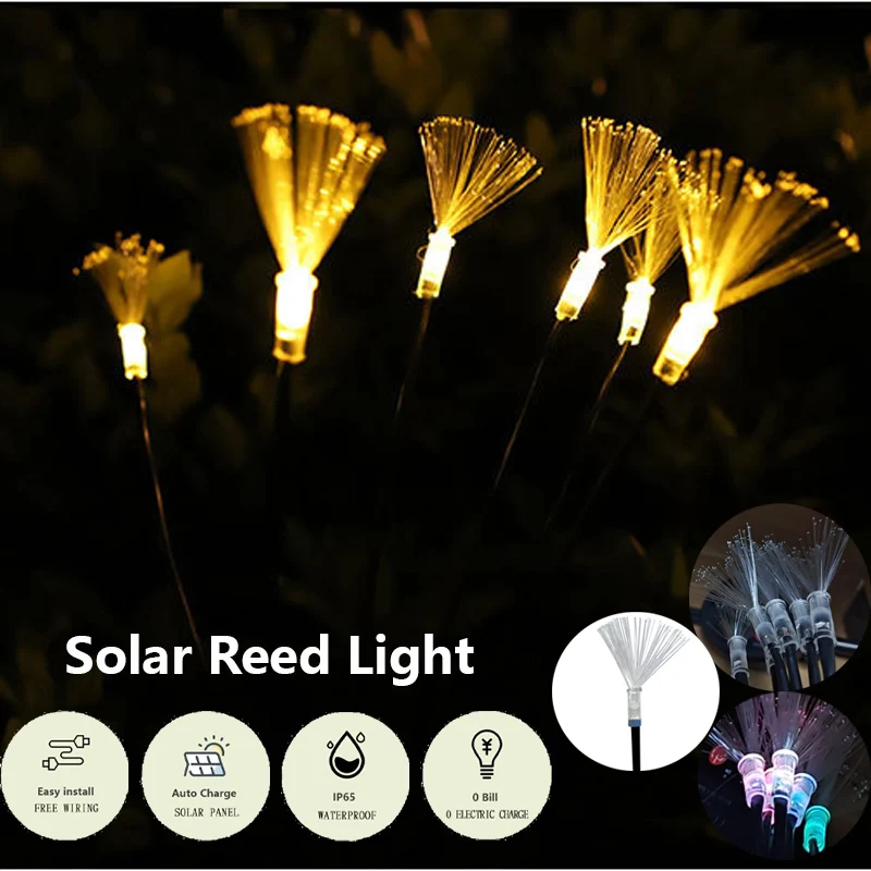 

8PACK Solar Romantic Swing Fiber Light Is Suitable for Courtyard/Garden/Path/Park Fiber Optic Reed Light Mult-Bundle Dandelion
