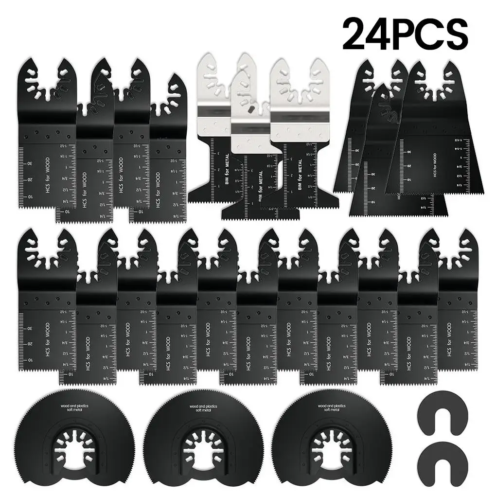 

24 Pcs/set Oscillating Saw Discs High Carbon Steel and Dual Metal Oscillating Saw Blades Oscillating Blade Multi Wood Cut Kit