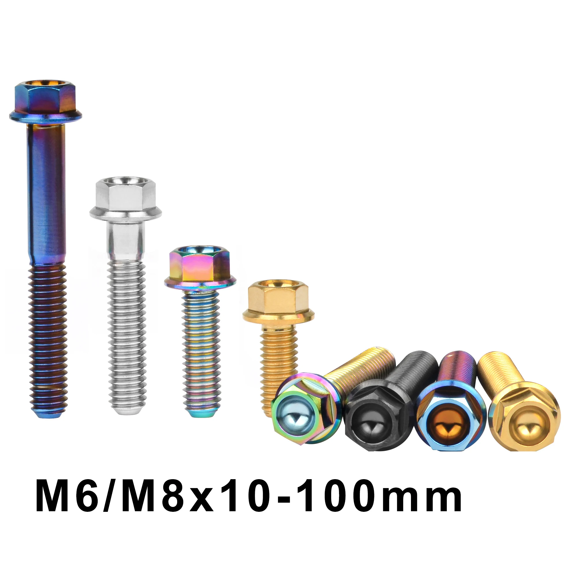 Weiqijie титановый болт M6/M8x10 15 20 25 30 35 40 45 50 55 60 70 75 80 90 100 мм, фланцевый винт с шестигранной головкой для велосипеда и мотоцикла