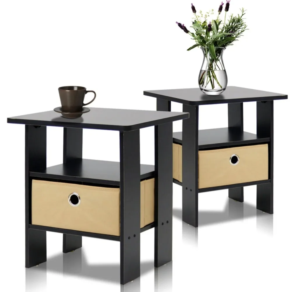 

2PCS Andrey End Table Nightstand with Bin Drawer