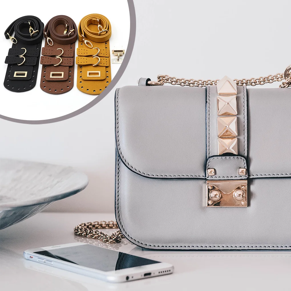

7Pcs/Set Handmade Purse Making Kit Shoulder Strap DIY Bag Repair with Hardware Adults Replacement Accessories Khaki