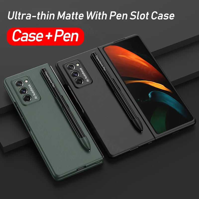

GKK Ultra-Thin Plastic With Slot Case For Samsung Galaxy Z Fold 2 5G Anti-knock Phone Cover For Galaxy Z Fold2 Case Included Pen