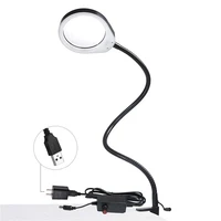 10x20x illuminated magnifier glass flexible clamp on table lamp swing arm dimmable leds desk light for pcb inspection beauty