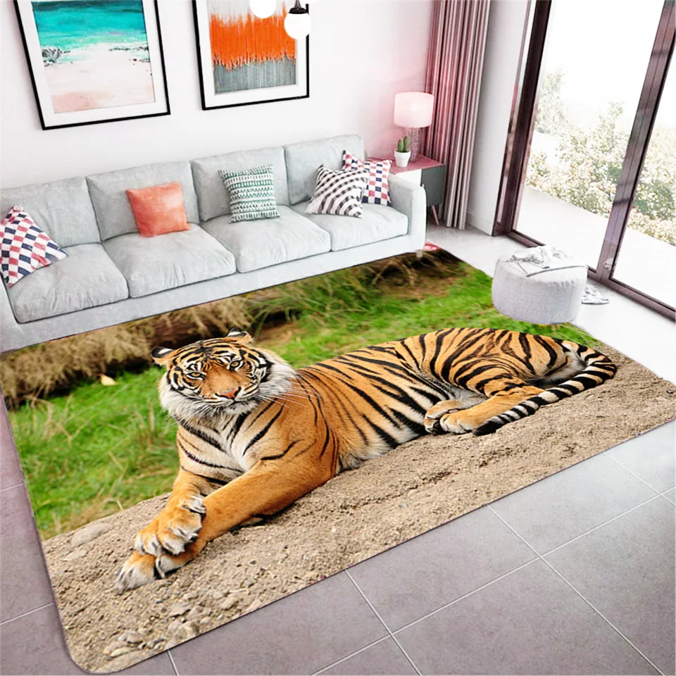 

3D Predator Tiger Carpet Non-slip Large Area Rug Wild Animal Rugs for Bedroom Floor Mat Soft Adult Kids Living Room Decoration